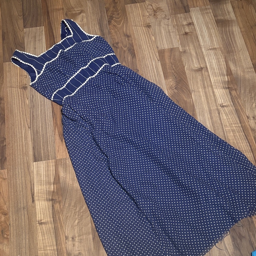 Vintage Polka Dot sleeveless dress, v back size S